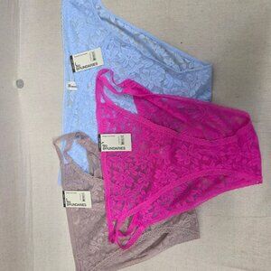 No Boundaries Panties Womens XXXL Lace Cheeky 3 Pack Multicolor Mix
